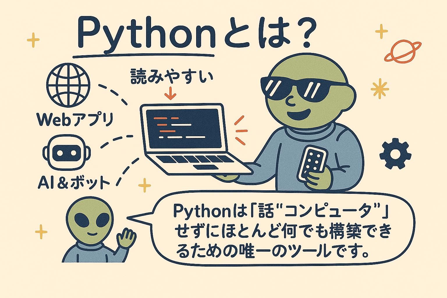 Python — 1989年にサイドプロジェクトとして誕生し、モンティ・パイソンにちなんで命名された、現在世界で最も使われているプログラミング言語。